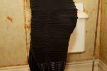 Load image into Gallery viewer, Black Mid Length Ruched Gathered Skirt - Wings of Sin 

