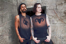 Load image into Gallery viewer, Moon Goat Horned Beast Stained Sleeveless T-Shirt Tank Top - Wings of Sin 
