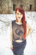 Load image into Gallery viewer, Goat Crescent Moon Beast* Silhouette Cropped Loose Tank - Wings of Sin 
