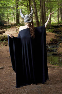 Long Black Kaftan Dress Long Sleeve Off the Shoulder Maxi Over Size Large Dress - Wings of Sin 