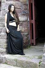 Load image into Gallery viewer, Long Black Maxi Skirt Ogham Print Celtic Witch - Wings of Sin 
