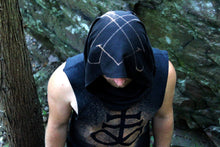 Load image into Gallery viewer, Sigil of Lucifer Black Post Apocalyptic Cowl Hood - Wings of Sin 
